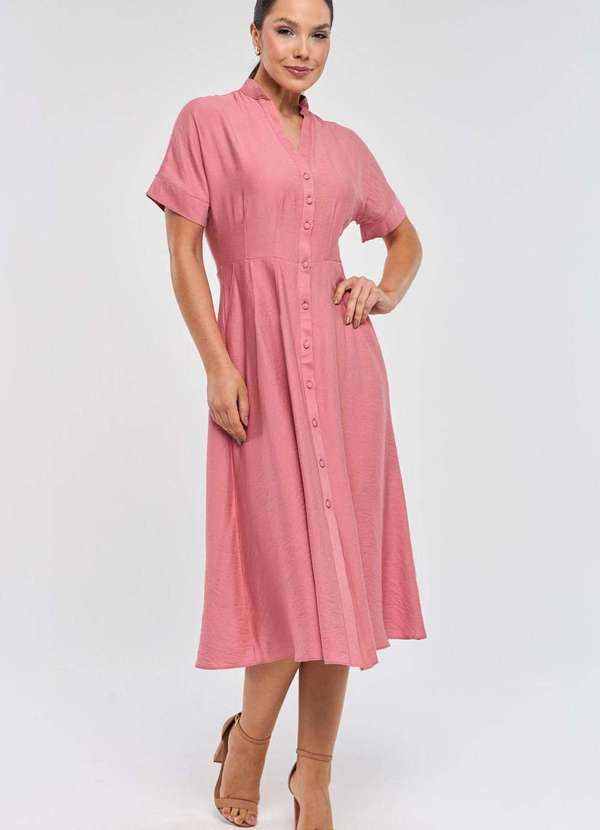 Pks - Vestido Chemise Midi Pks Rosa 5
