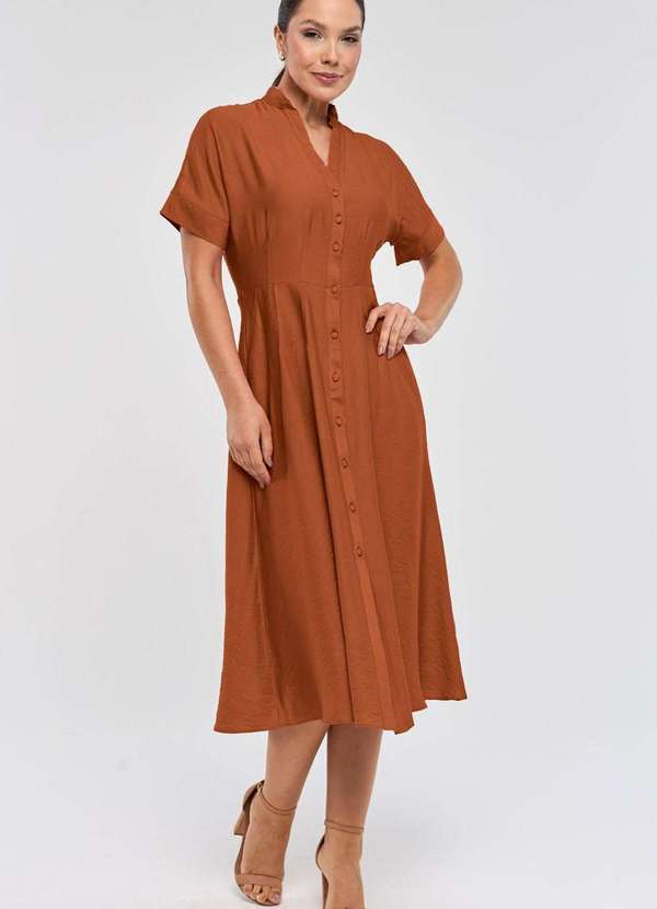 Pks - Vestido Chemise Midi Pks Marrom