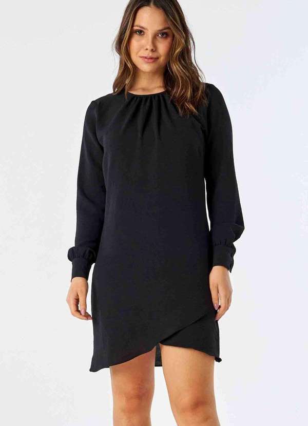 Vestido Curto Manga Longa Preto PKS