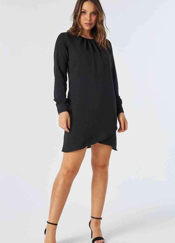 Pks - Vestido Curto Manga Longa Preto 4
