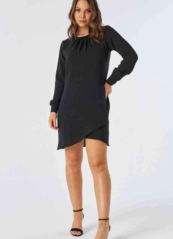 Pks - Vestido Curto Manga Longa Preto 5