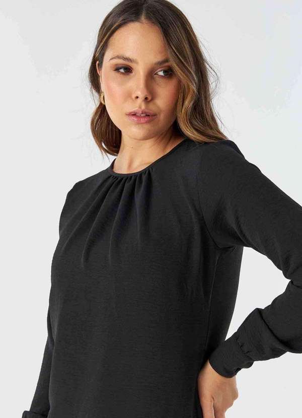 Pks - Vestido Curto Manga Longa Preto 6