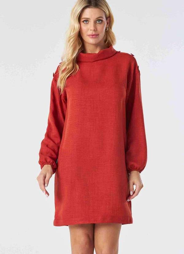 Pks - Vestido Curto Pks com Botoes Ombro Marrom