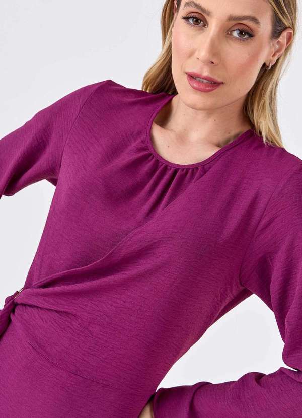 Pks - Vestido Curto Pks com Transpasse Lateral Magenta Roxo 3