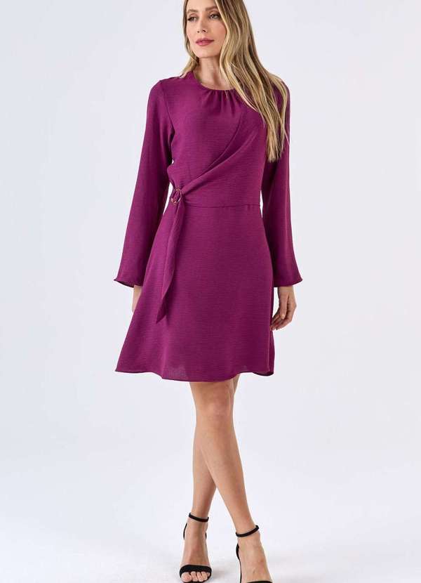 Pks - Vestido Curto Pks com Transpasse Lateral Magenta Roxo 5