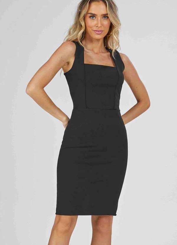 Vestido Curto Pks Decote Quadrado Preto PKS