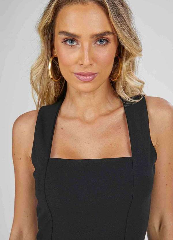 Pks - Vestido Curto Pks Decote Quadrado Preto 5