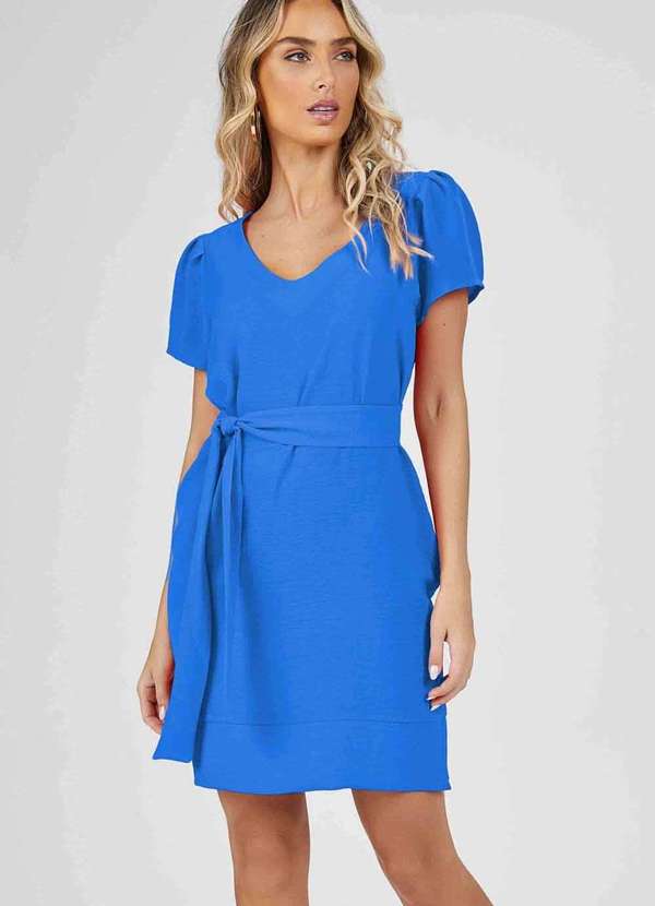 Pks - Vestido Curto Pks Decote V Azul