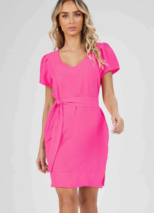 Pks - Vestido Curto Pks Decote V Rosa