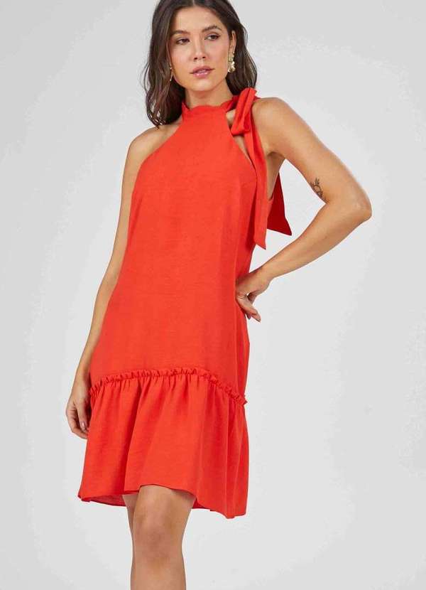 Pks - Vestido Curto Pks Frente Unica Laranja