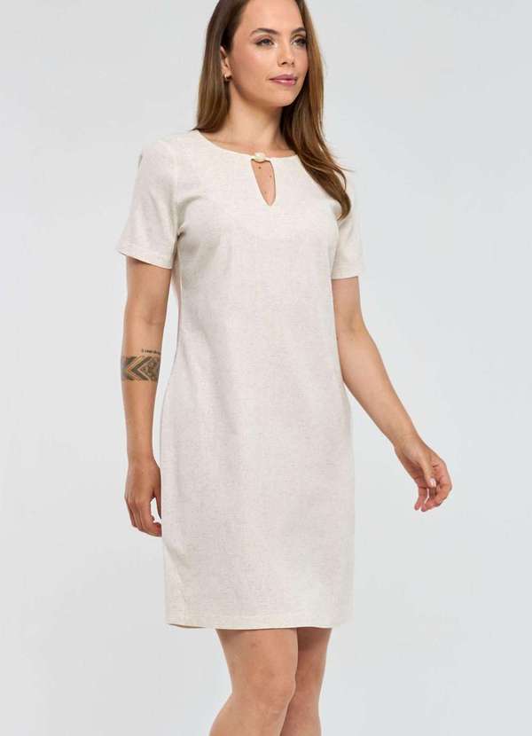 Pks - Vestido Curto Pks Linho Natural Bege 1