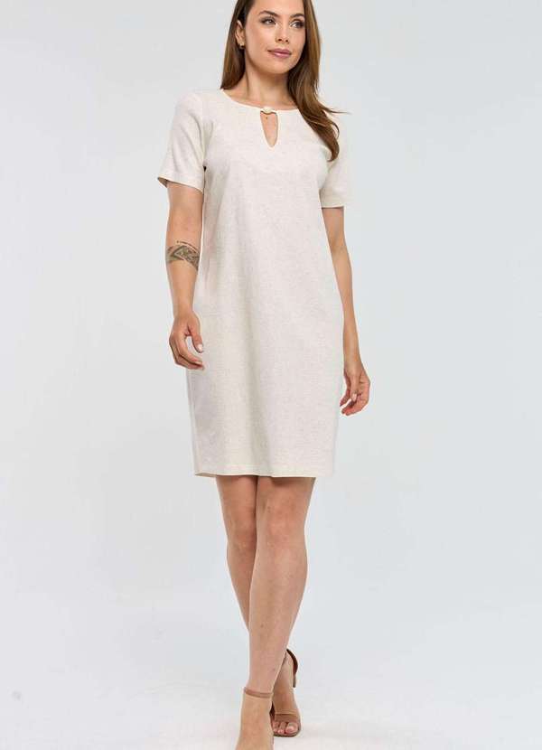 Pks - Vestido Curto Pks Linho Natural Bege 3