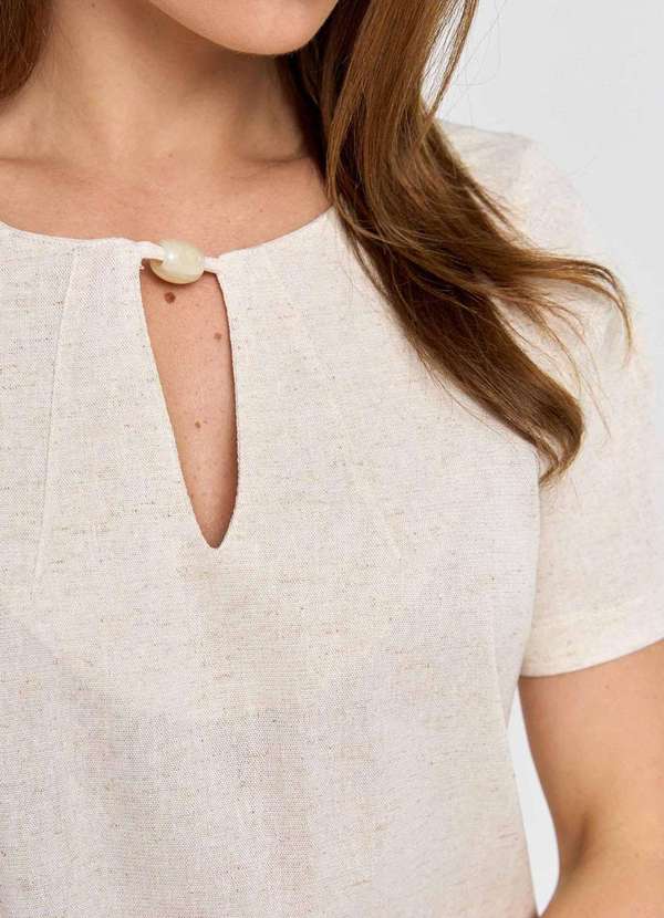 Pks - Vestido Curto Pks Linho Natural Bege 4