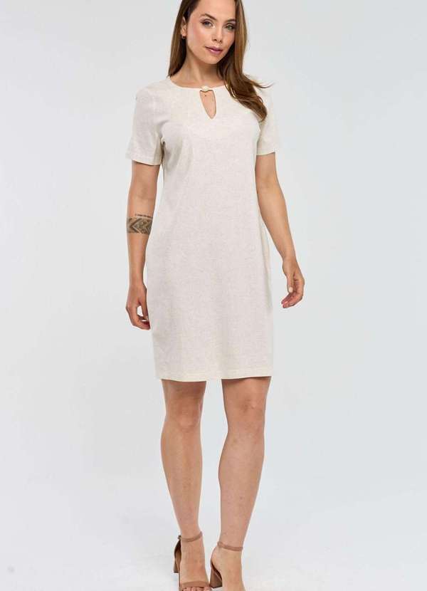 Pks - Vestido Curto Pks Linho Natural Bege 5
