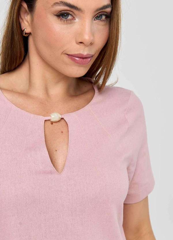 Pks - Vestido Curto Pks Linho Rosa 4