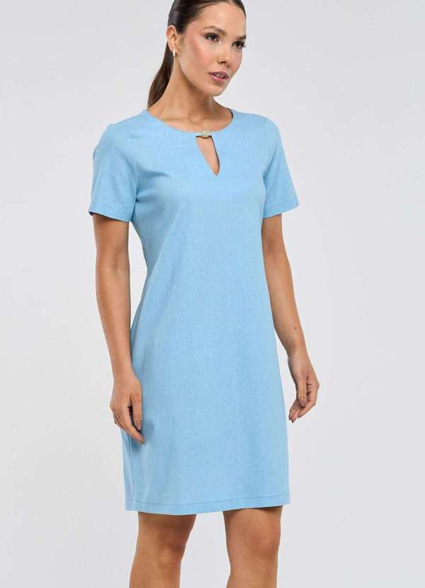 Pks - Vestido Curto Pks Linho Azul