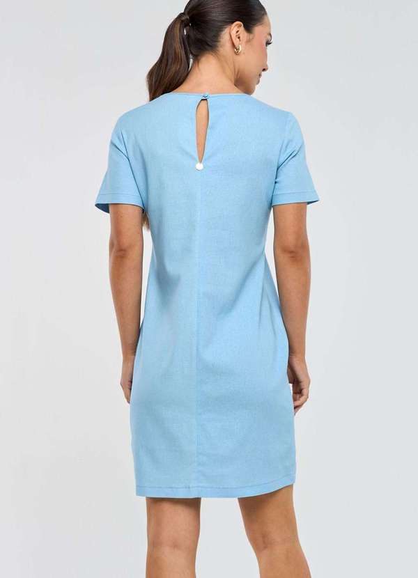 Pks - Vestido Curto Pks Linho Azul 2