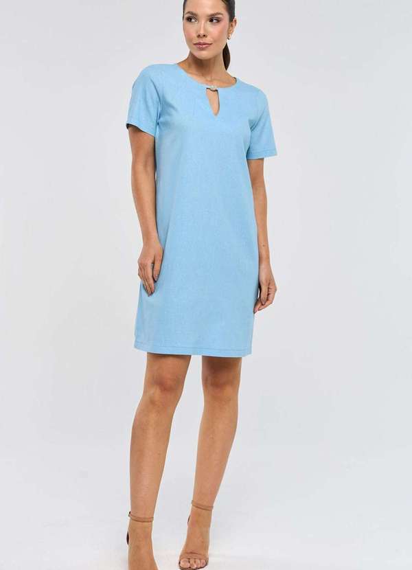 Pks - Vestido Curto Pks Linho Azul 5