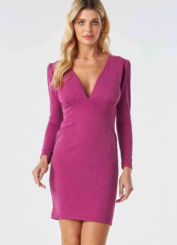 Pks - Vestido Curto Pks Lurex Rosa