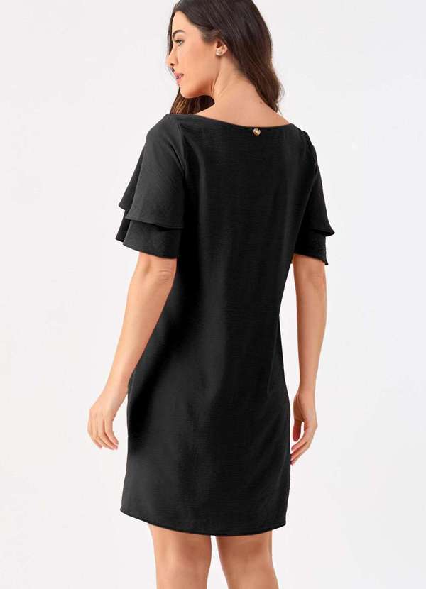 Pks - Vestido Curto Pks Manga Dupla Preto 2