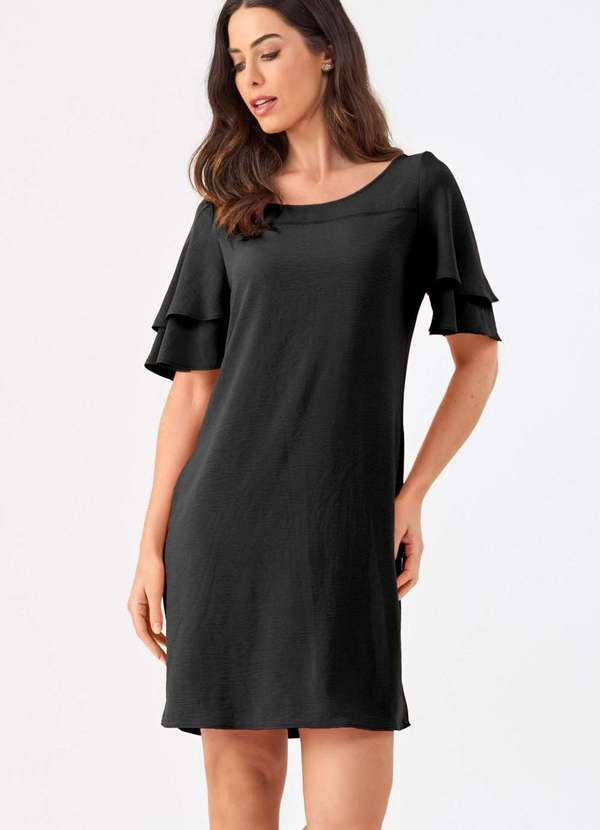 Pks - Vestido Curto Pks Manga Dupla Preto 3