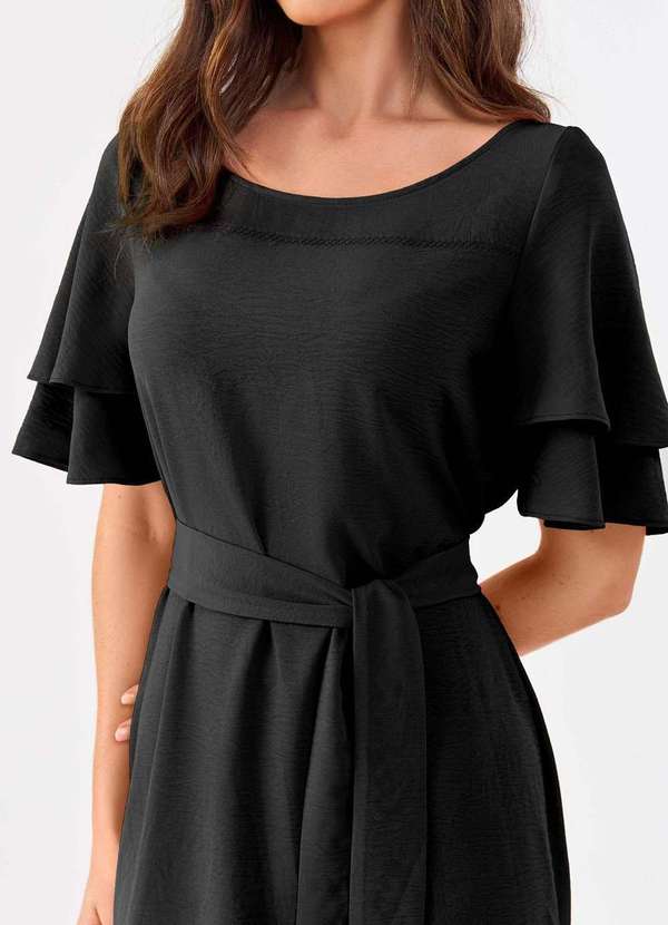 Pks - Vestido Curto Pks Manga Dupla Preto 4