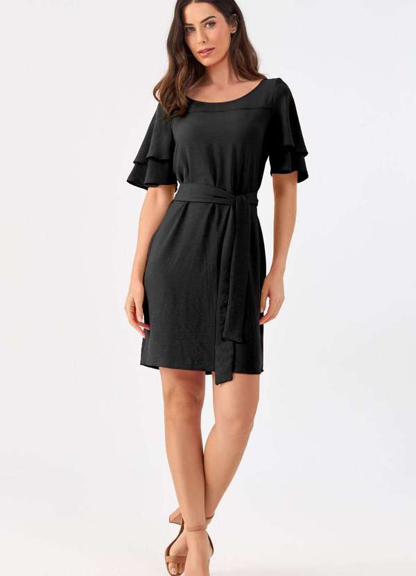 Pks - Vestido Curto Pks Manga Dupla Preto 5
