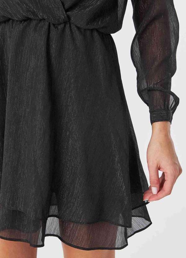 Pks - Vestido Curto Pks Manga Longa Fios Lurex Preto 3