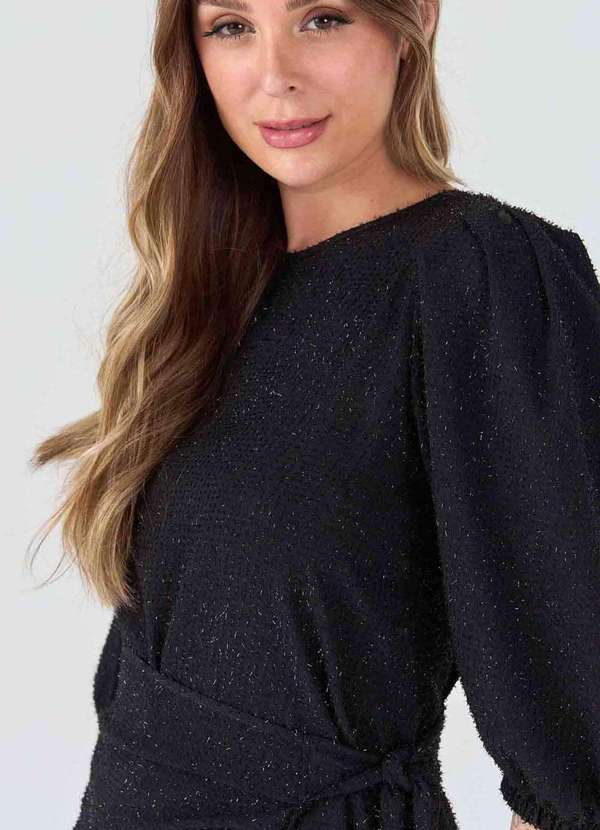 Pks - Vestido Curto Pks Pareo Lurex Preto 4