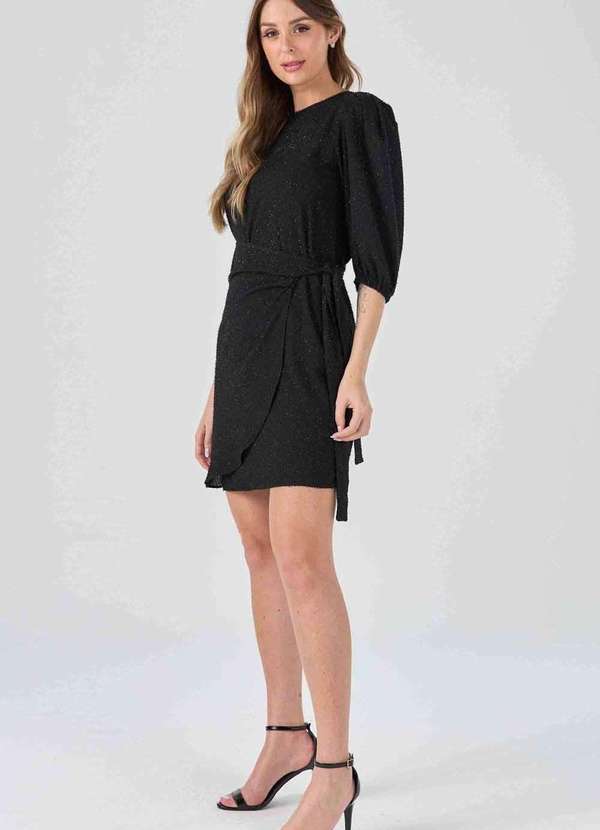 Pks - Vestido Curto Pks Pareo Lurex Preto 5
