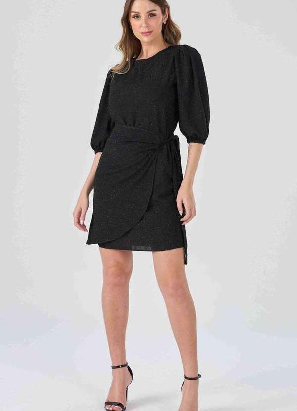 Pks - Vestido Curto Pks Pareo Lurex Preto 6