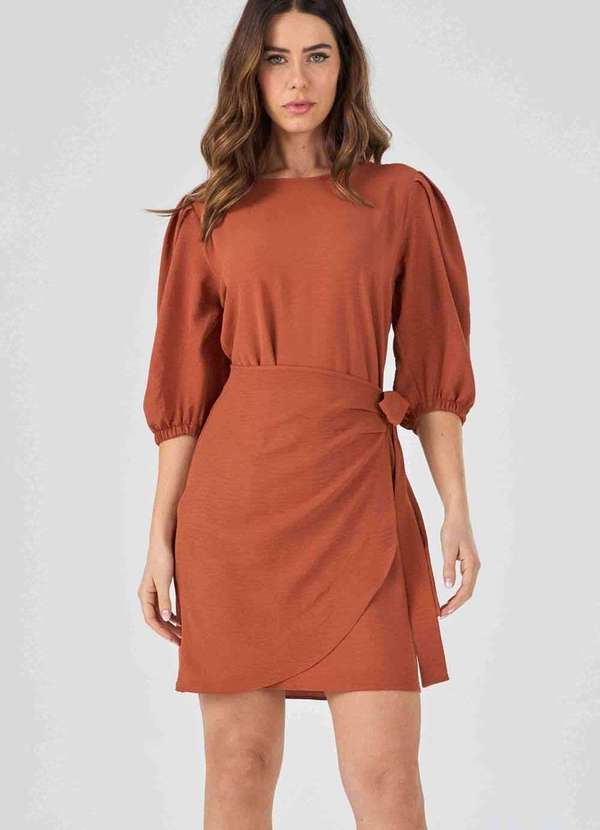Pks - Vestido Curto Pks Pareo Terracota Marrom