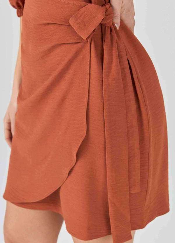 Pks - Vestido Curto Pks Pareo Terracota Marrom 4