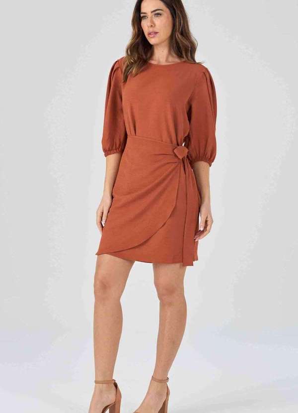 Pks - Vestido Curto Pks Pareo Terracota Marrom 5