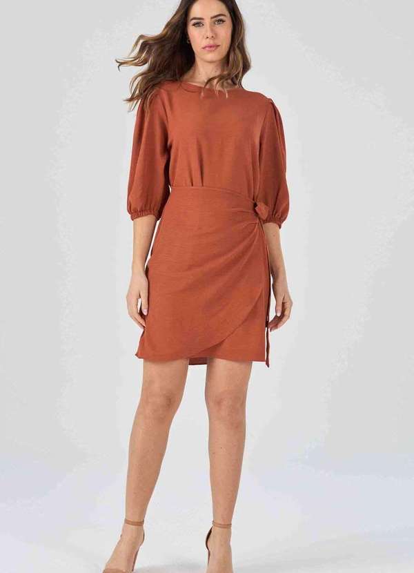Pks - Vestido Curto Pks Pareo Terracota Marrom 6