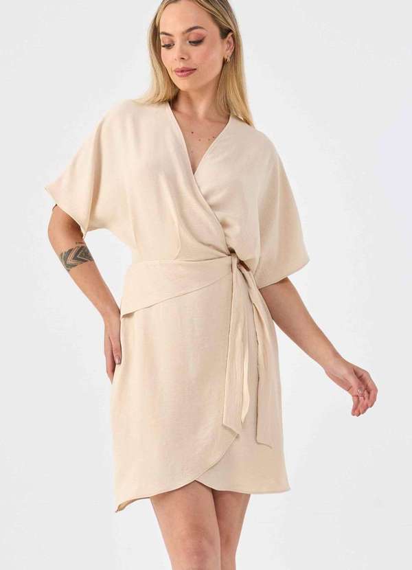 Pks - Vestido Curto Pks Pareo Bege