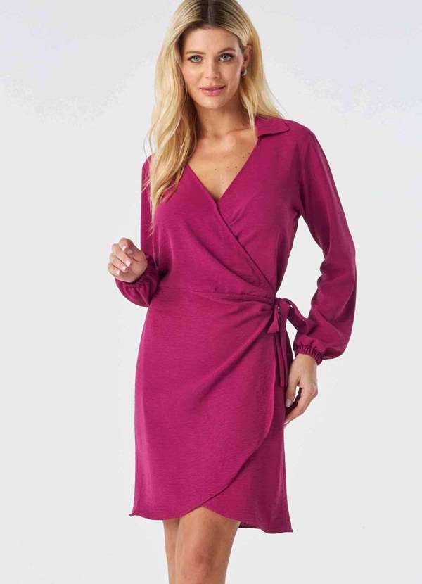 Pks - Vestido Curto Pks Transpassado com Amarracao Rosa