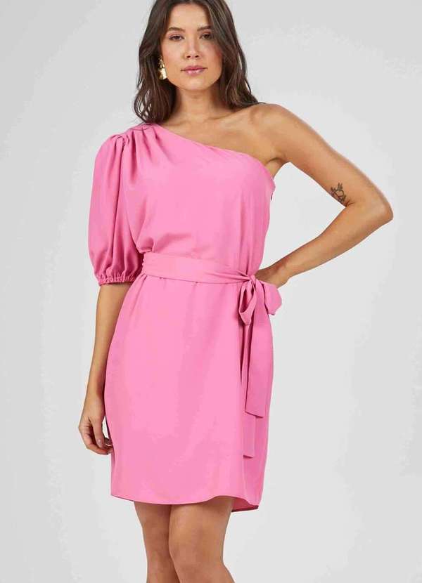 Pks - Vestido Curto Pks um Ombro So Rosa