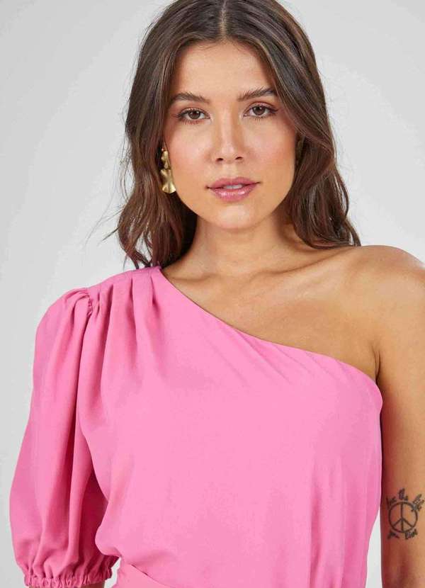 Pks - Vestido Curto Pks um Ombro So Rosa 4