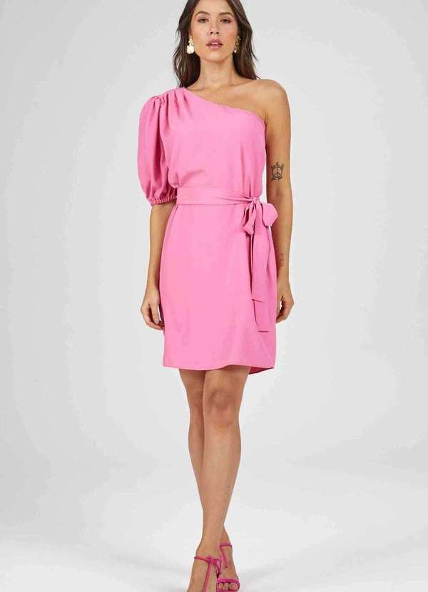 Pks - Vestido Curto Pks um Ombro So Rosa 5