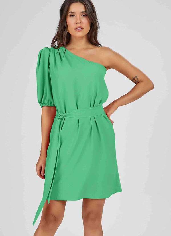 Pks - Vestido Curto Pks um Ombro So Verde
