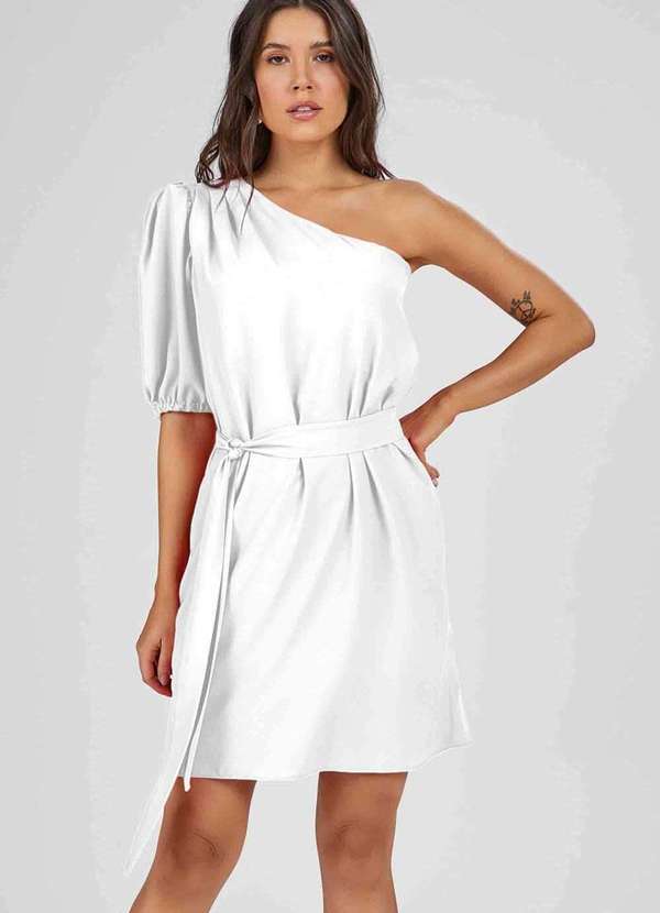 Pks - Vestido Curto Pks um Ombro So Branco