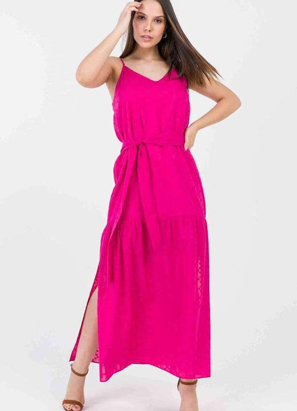 Pks - Vestido Longo Laise Algodao Rosa