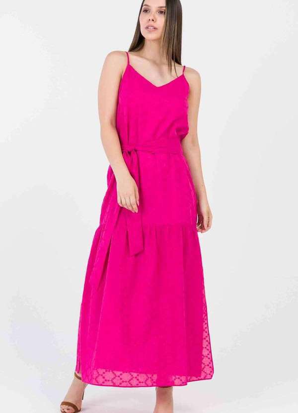 Pks - Vestido Longo Laise Algodao Rosa 4