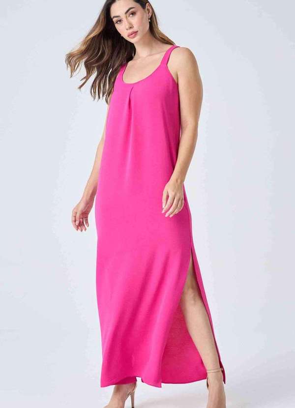 Pks - Vestido Longo Pks Alca Bordada Rosa Pink Rosa