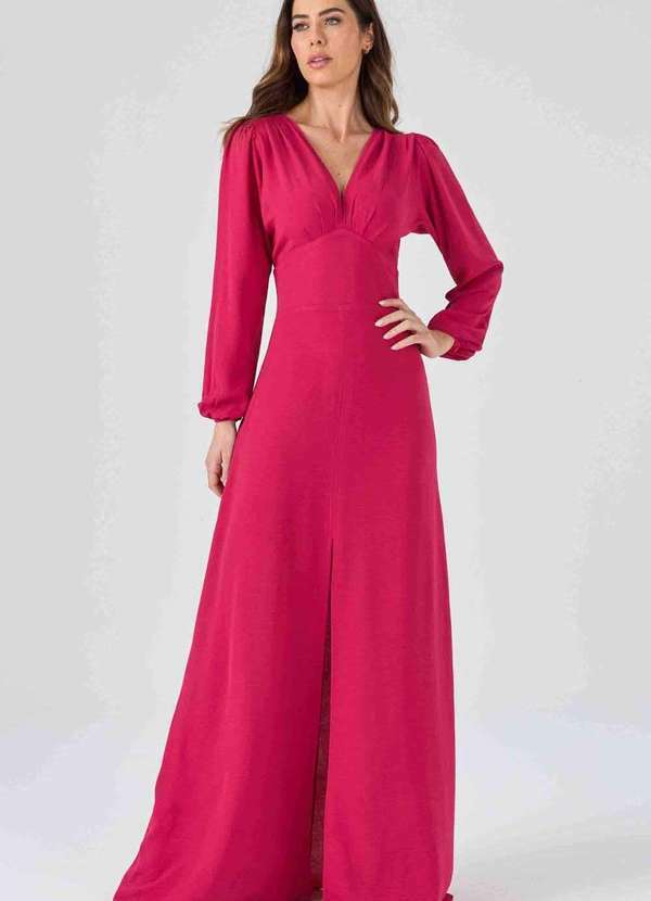 Pks - Vestido Longo Pks com Fenda Rosa Pink Rosa 4