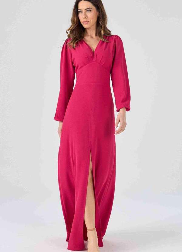 Pks - Vestido Longo Pks com Fenda Rosa Pink Rosa 5