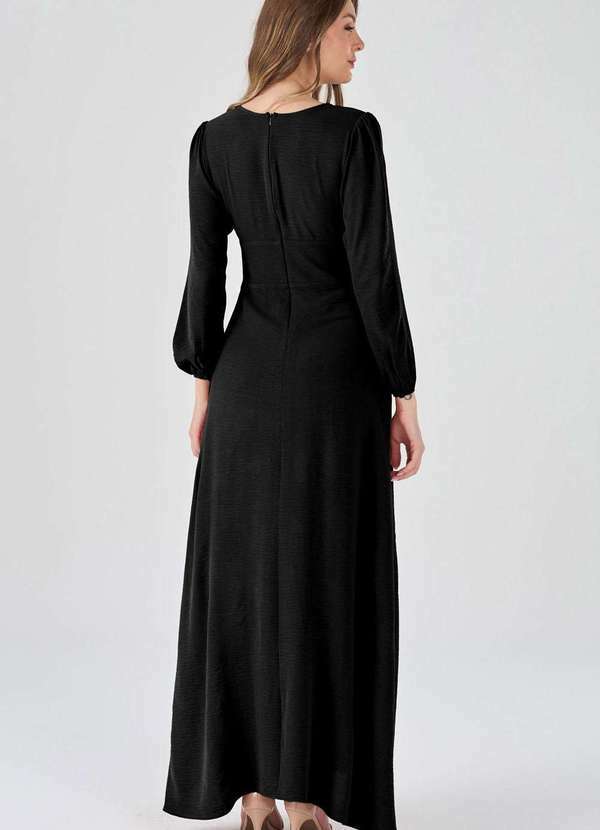 Pks - Vestido Longo Pks com Fenda Preto 2