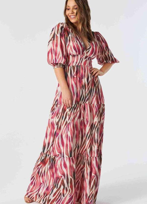 Animal Print Vestido De BaÃ±o Doble Faz Pks Vestido Longo Pks