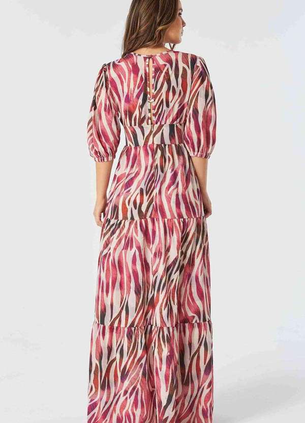 Pks - Vestido Longo Pks Estampa Animal Print Rosa 2